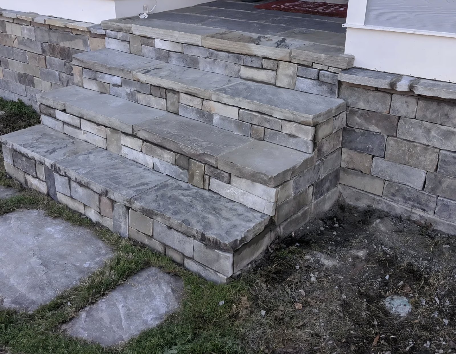 Stone Retaining Wall with Landscaping